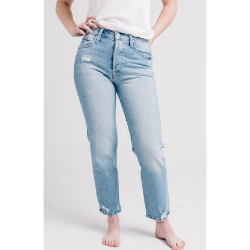 Mother The Tomcat Jean True Confessions Light Wash Blue Women Size 25 Distressed